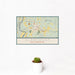 12x18 Claremont New Hampshire Map Print Landscape Orientation in Woodblock Style With Small Cactus Plant in White Planter