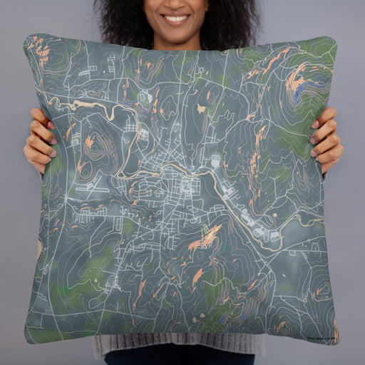 Person holding 22x22 Custom Claremont New Hampshire Map Throw Pillow in Afternoon