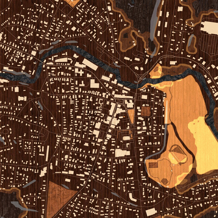 Claremont New Hampshire Map Print in Ember Style Zoomed In Close Up Showing Details
