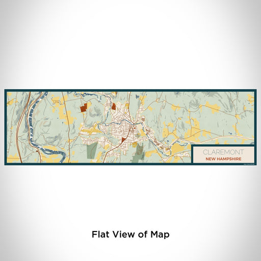 Flat View of Map Custom Claremont New Hampshire Map Enamel Mug in Woodblock