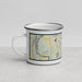 Left View Custom Claremont New Hampshire Map Enamel Mug in Woodblock