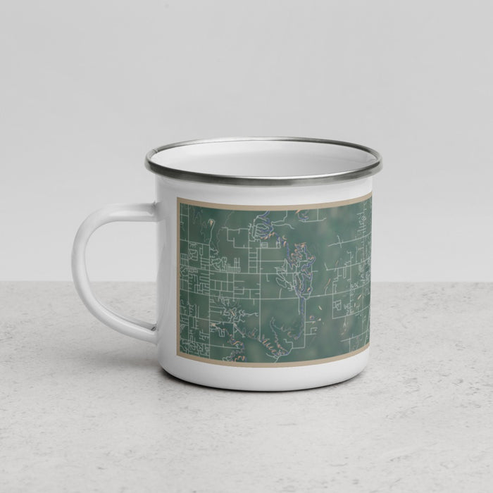 Left View Custom Claremore Oklahoma Map Enamel Mug in Afternoon