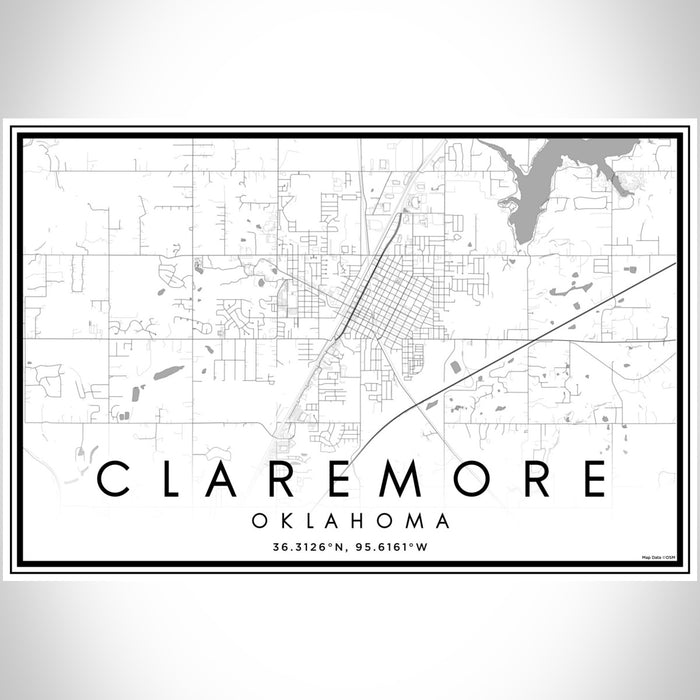 Claremore Oklahoma Map Print Landscape Orientation in Classic Style With Shaded Background