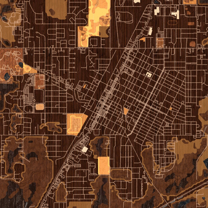 Claremore Oklahoma Map Print in Ember Style Zoomed In Close Up Showing Details
