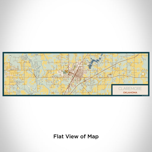 Flat View of Map Custom Claremore Oklahoma Map Enamel Mug in Woodblock
