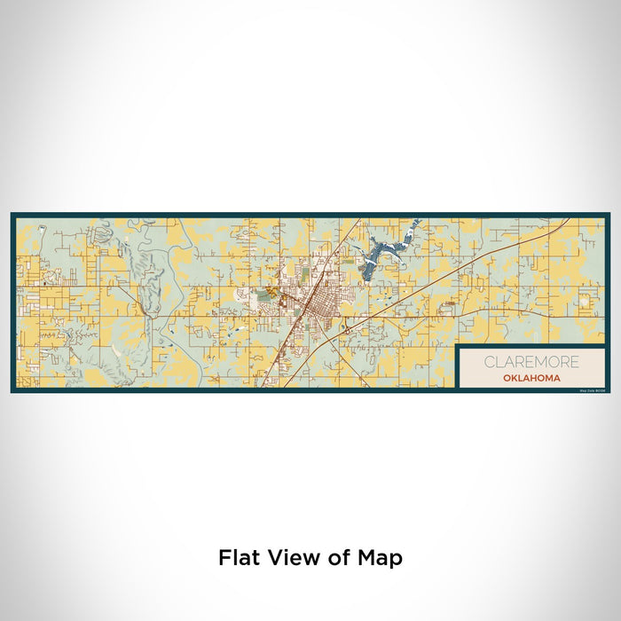 Flat View of Map Custom Claremore Oklahoma Map Enamel Mug in Woodblock
