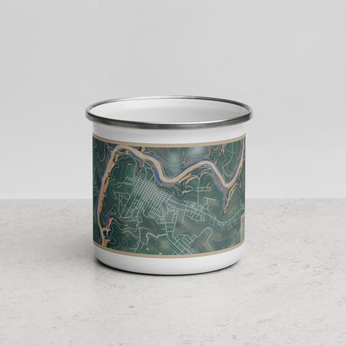 Front View Custom Clarion Pennsylvania Map Enamel Mug in Afternoon