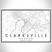 Clarksville Tennessee Map Print Landscape Orientation in Classic Style With Shaded Background