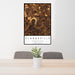 24x36 Clarksville Tennessee Map Print Portrait Orientation in Ember Style Behind 2 Chairs Table and Potted Plant