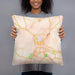 Person holding 18x18 Custom Clarksville Tennessee Map Throw Pillow in Watercolor