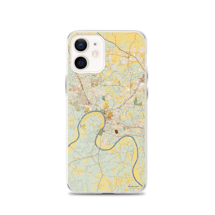 Custom Clarksville Tennessee Map iPhone 12 Phone Case in Woodblock