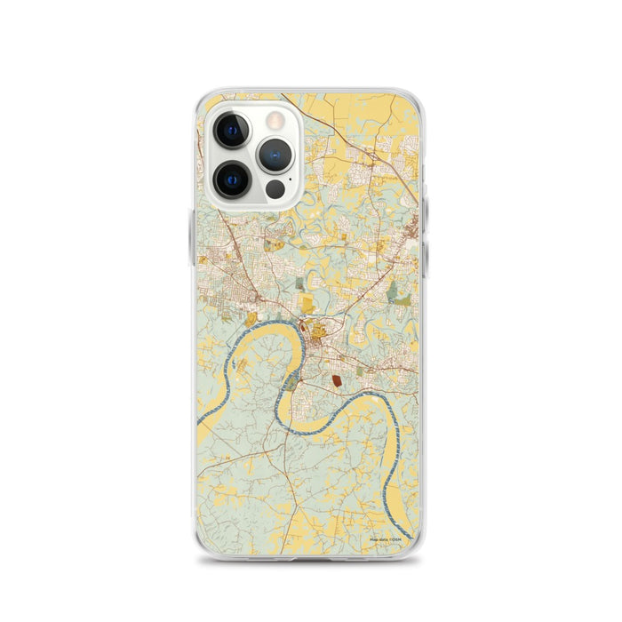Custom Clarksville Tennessee Map iPhone 12 Pro Phone Case in Woodblock