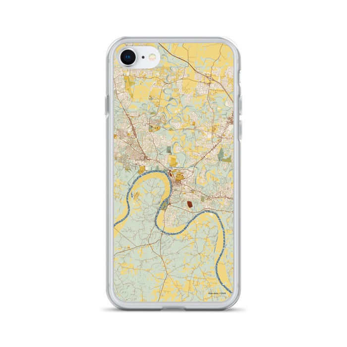 Custom Clarksville Tennessee Map iPhone SE Phone Case in Woodblock