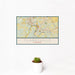 12x18 Clarksville Tennessee Map Print Landscape Orientation in Woodblock Style With Small Cactus Plant in White Planter