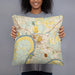 Person holding 18x18 Custom Clarksville Tennessee Map Throw Pillow in Woodblock