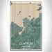 Clayton New York Map Print Portrait Orientation in Afternoon Style With Shaded Background
