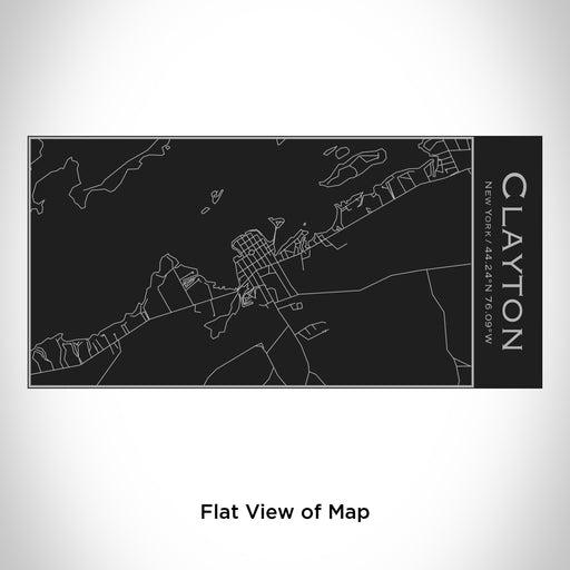 Rendered View of Clayton New York Map Engraving on 17oz Stainless Steel Insulated Cola Bottle in Black