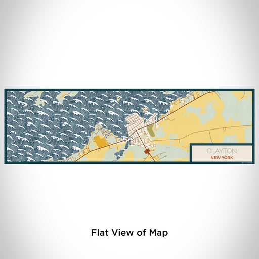 Flat View of Map Custom Clayton New York Map Enamel Mug in Woodblock