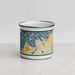 Front View Custom Clayton New York Map Enamel Mug in Woodblock