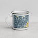 Left View Custom Clayton New York Map Enamel Mug in Woodblock