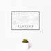 12x18 Clayton North Carolina Map Print Landscape Orientation in Classic Style With Small Cactus Plant in White Planter