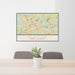 24x36 Clayton North Carolina Map Print Lanscape Orientation in Woodblock Style Behind 2 Chairs Table and Potted Plant