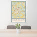 24x36 Clayton North Carolina Map Print Portrait Orientation in Woodblock Style Behind 2 Chairs Table and Potted Plant