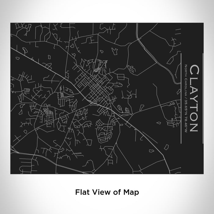 Rendered View of Clayton North Carolina Map Engraving on 20oz Stainless Steel Insulated Bottle with Bamboo Top in Black