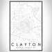 Clayton North Carolina Map Print Portrait Orientation in Classic Style With Shaded Background
