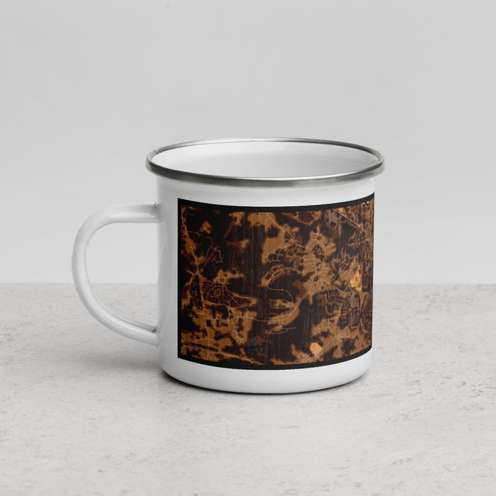 Left View Custom Clayton North Carolina Map Enamel Mug in Ember