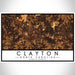 Clayton North Carolina Map Print Landscape Orientation in Ember Style With Shaded Background