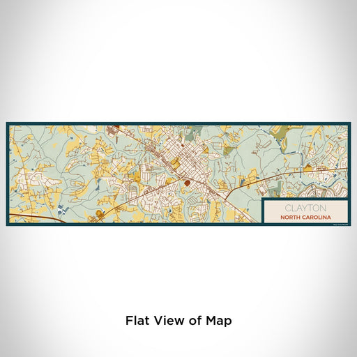 Flat View of Map Custom Clayton North Carolina Map Enamel Mug in Woodblock