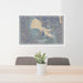 24x36 Clear Lake California Map Print Lanscape Orientation in Afternoon Style Behind 2 Chairs Table and Potted Plant