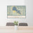 24x36 Clear Lake California Map Print Lanscape Orientation in Woodblock Style Behind 2 Chairs Table and Potted Plant