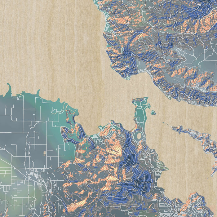 Clear Lake California Map Print in Afternoon Style Zoomed In Close Up Showing Details