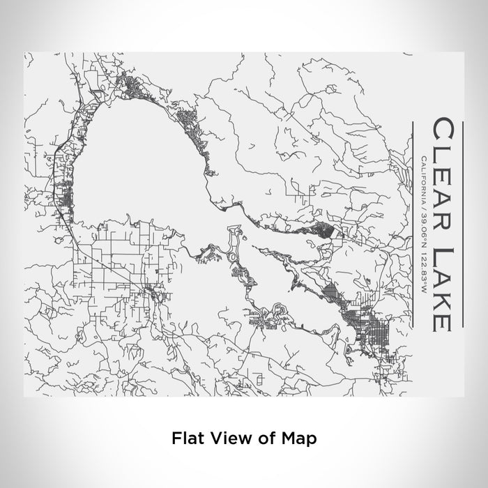 Rendered View of Clear Lake California Map Engraving on 20oz Stainless Steel Insulated Bottle with Bamboo Top in White