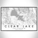 Clear Lake California Map Print Landscape Orientation in Classic Style With Shaded Background