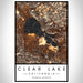 Clear Lake California Map Print Portrait Orientation in Ember Style With Shaded Background