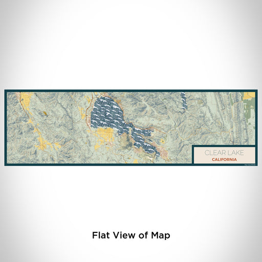Flat View of Map Custom Clear Lake California Map Enamel Mug in Woodblock