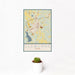 12x18 Cleburne Texas Map Print Portrait Orientation in Woodblock Style With Small Cactus Plant in White Planter