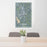 24x36 Cleburne Texas Map Print Portrait Orientation in Afternoon Style Behind 2 Chairs Table and Potted Plant