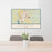 24x36 Cleburne Texas Map Print Lanscape Orientation in Woodblock Style Behind 2 Chairs Table and Potted Plant