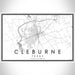 Cleburne Texas Map Print Landscape Orientation in Classic Style With Shaded Background