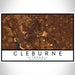 Cleburne Texas Map Print Landscape Orientation in Ember Style With Shaded Background