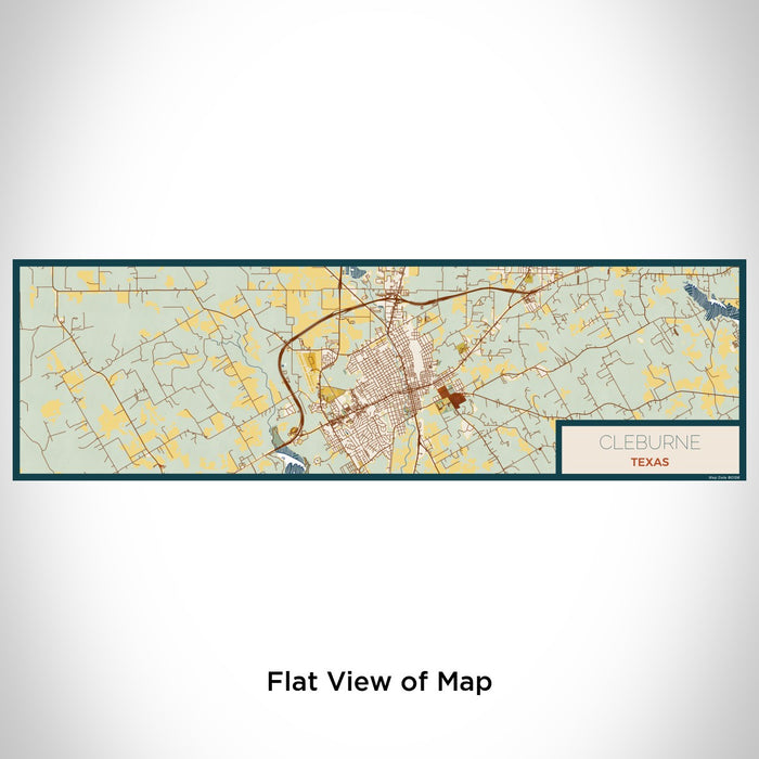 Flat View of Map Custom Cleburne Texas Map Enamel Mug in Woodblock