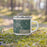 Right View Custom Clemson South Carolina Map Enamel Mug in Afternoon on Grass With Trees in Background