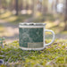 Right View Custom Clemson South Carolina Map Enamel Mug in Afternoon on Grass With Trees in Background