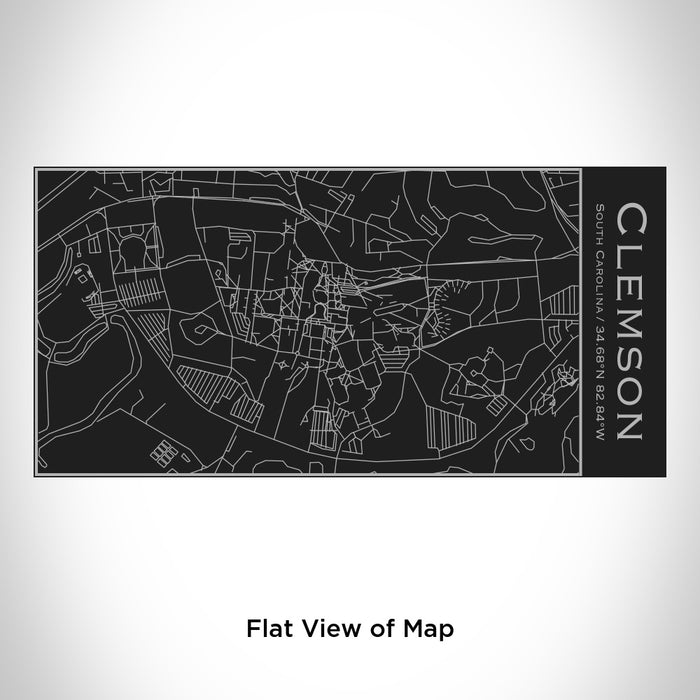 Rendered View of Clemson South Carolina Map Engraving on 17oz Stainless Steel Insulated Cola Bottle in Black