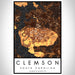 Clemson South Carolina Map Print Portrait Orientation in Ember Style With Shaded Background