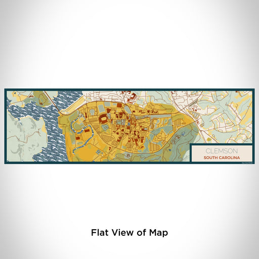 Flat View of Map Custom Clemson South Carolina Map Enamel Mug in Woodblock
